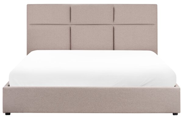 Posteľ s úložným priestorom sivobéžová látkové čalúnenie polyester 180 x 200 cm s čelom moderný štýl spálňa
