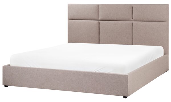 Posteľ s úložným priestorom sivobéžová látkové čalúnenie polyester 180 x 200 cm s čelom moderný štýl spálňa