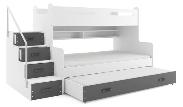 Detská poschodová posteľ MAX III s výsuvnou posteľou 80x200 cm - biela Modrá