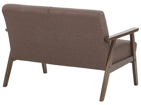 Pohovka hnedá pre 2 osoby polyesterové čalúnenie drevený rám retro dizajn opierky obývacia izba