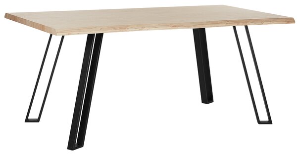 Jedálenský stôl čierna svetlé drevo 180 x 90 cm obdĺžnikový tvar pre 8 osôb kovové nohy moderný industriálny štýl kuchyňa jedáleň