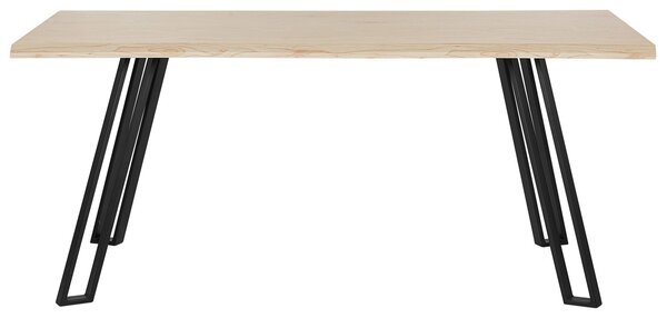 Jedálenský stôl čierna svetlé drevo 180 x 90 cm obdĺžnikový tvar pre 8 osôb kovové nohy moderný industriálny štýl kuchyňa jedáleň