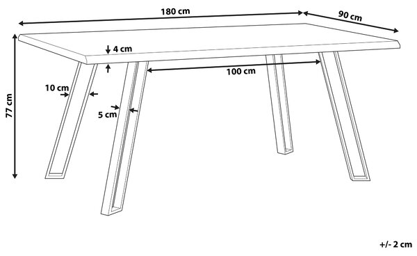 Jedálenský stôl čierna svetlé drevo 180 x 90 cm obdĺžnikový tvar pre 8 osôb kovové nohy moderný industriálny štýl kuchyňa jedáleň