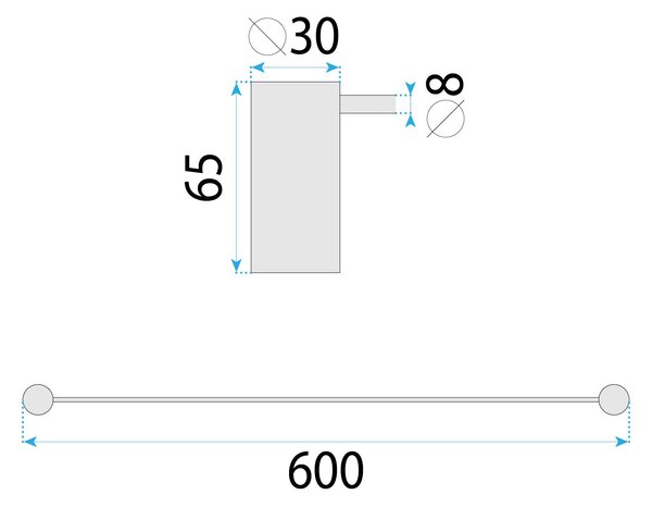 Rea Solo, nástenný kúpeľňový vešiak 60cm, 64101, zlatá matná, REA-84200