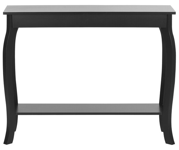 Konzolový stolík čierny MDF drevotrieska 100 x 30 cm s policou klasický dizajn obývacia izba