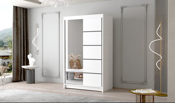 Veľká šatníková skriňa FADO III 120 cm Čierna/Biela