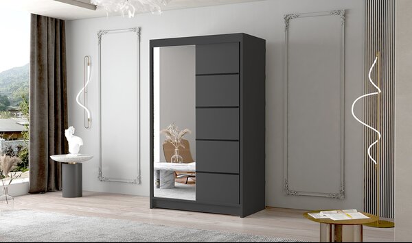 Veľká šatníková skriňa FADO III 120 cm Čierna/Biela