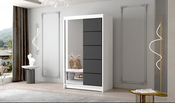 Veľká šatníková skriňa FADO III 120 cm Čierna/Biela