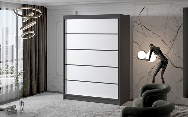 Veľká šatníková skriňa MILAN IV 150 cm Čierna