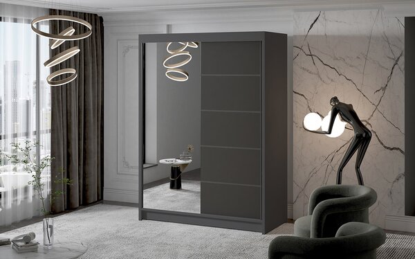Veľká šatníková skriňa MILAN III 150 cm Biela - čierna
