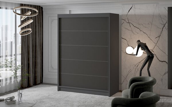 Veľká šatníková skriňa MILAN IV 150 cm Čierna