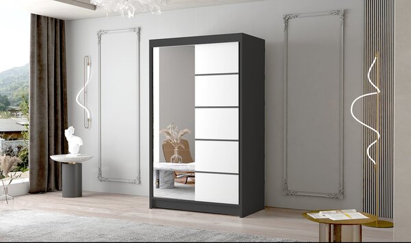 Veľká šatníková skriňa FADO III 120 cm Čierna/Biela