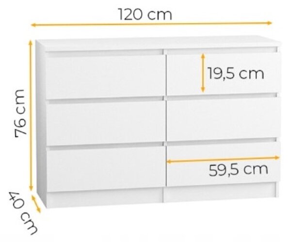 Komoda 120/6 cm - dub sonoma