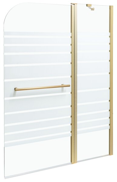 Sprchová zástena na vaňu s dvierkami zlatá priehľadná matné tvrdené sklo hliník nehrdzavejúca oceľ 140 x 120 cm minimalistický dizajn