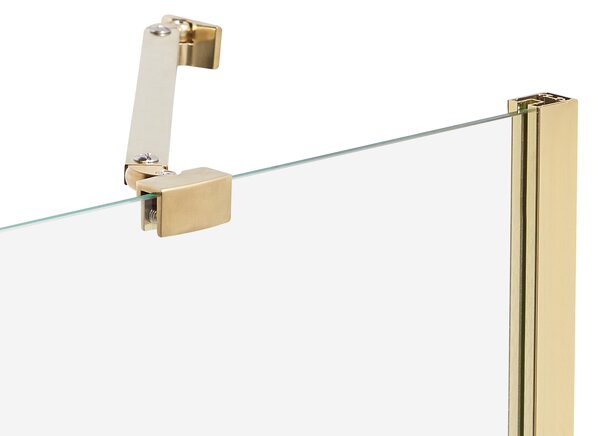 Sprchová zástena na vaňu s dvierkami zlatá priehľadná matné tvrdené sklo hliník nehrdzavejúca oceľ 140 x 120 cm minimalistický dizajn