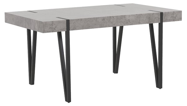 Jedálenský stôl imitácia betónu MDF doska čierne kovové nohy 150 x 90 cm obdĺžnikový moderný industriálny štýl