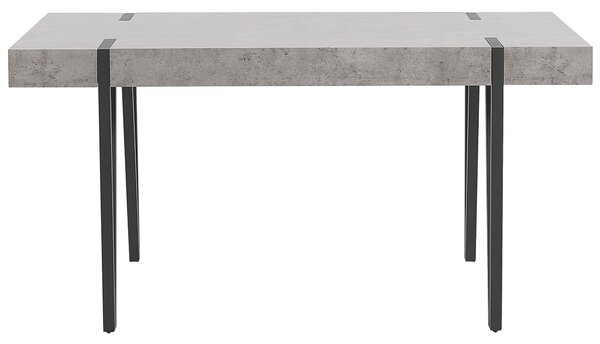 Jedálenský stôl imitácia betónu MDF doska čierne kovové nohy 150 x 90 cm obdĺžnikový moderný industriálny štýl