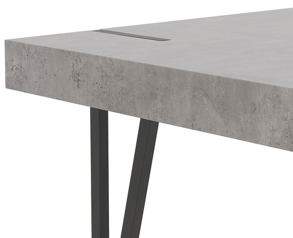 Jedálenský stôl imitácia betónu MDF doska čierne kovové nohy 150 x 90 cm obdĺžnikový moderný industriálny štýl
