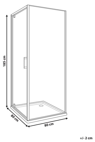 Sprchovací kút čierny tvrdené sklo hliník 80 x 80 x 185 cm štvorcový tvar jednokrídlové dvere moderný dizajn kúpeľňa