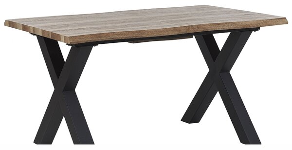 Jedálenský stôl svetlé drevo čierna MDF kov 140/180 x 90 cm rozkladací pre 6 osôb moderný rustikálny štýl kuchyňa jedáleň
