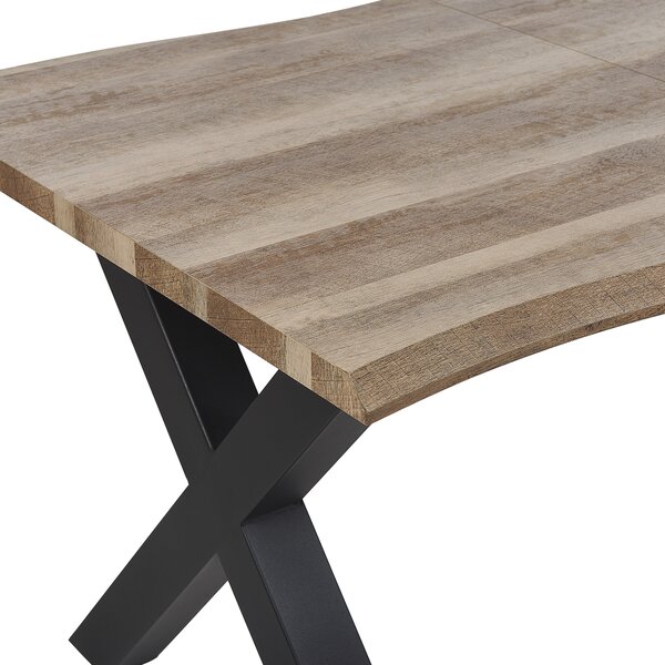 Jedálenský stôl svetlé drevo čierna MDF kov 140/180 x 90 cm rozkladací pre 6 osôb moderný rustikálny štýl kuchyňa jedáleň