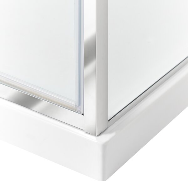 Sprchovací kút strieborný tvrdené sklo hliník 80 x 80 x 185 cm štvorcový tvar jednokrídlové dvere moderný dizajn kúpeľňa