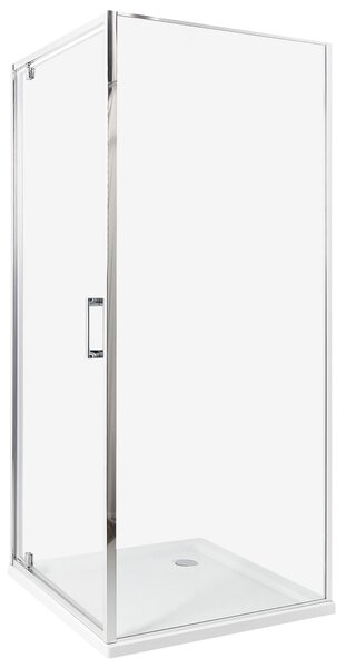 Sprchovací kút strieborný tvrdené sklo hliník 80 x 80 x 185 cm štvorcový tvar jednokrídlové dvere moderný dizajn kúpeľňa