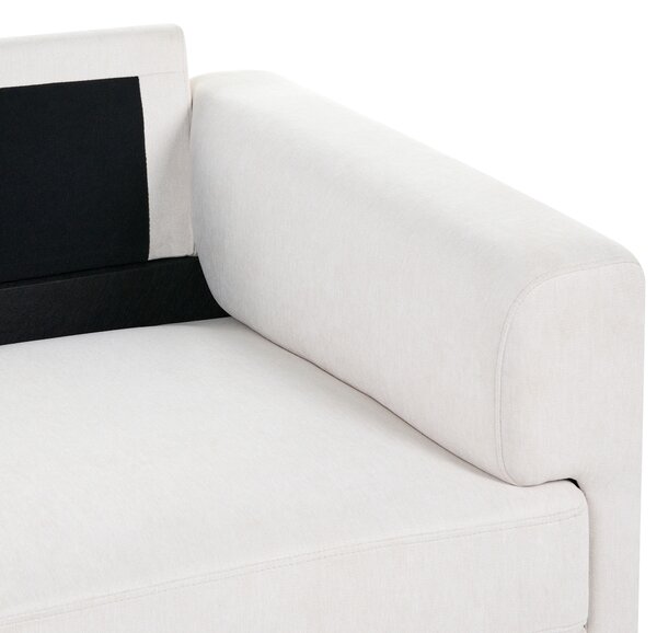 2-miestna pohovka svetlobéžové látkové čalúnenie železné nohy minimalistický štýl mid century modern