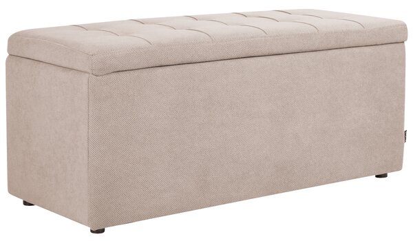 Taburet béžový 100 x 42 x 40 cm polyester čalúnená taburetka úložný priestor obývacia izba moderný štýl