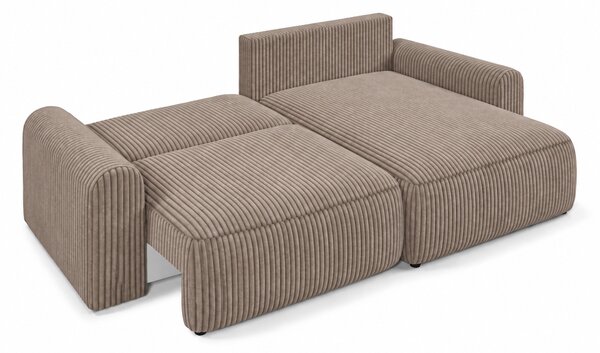 Rozkladacia obojstranná sedacia súprava do L NORDEN TILIA 250x140 cm, svetlohnedá