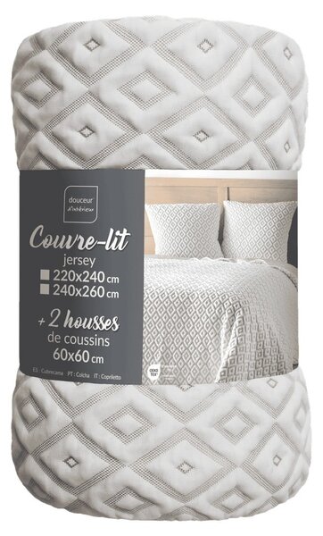 Biela/béžová súprava prikrývky a obliečky na vankúš jersey 240x260 cm Joana – douceur d'intérieur