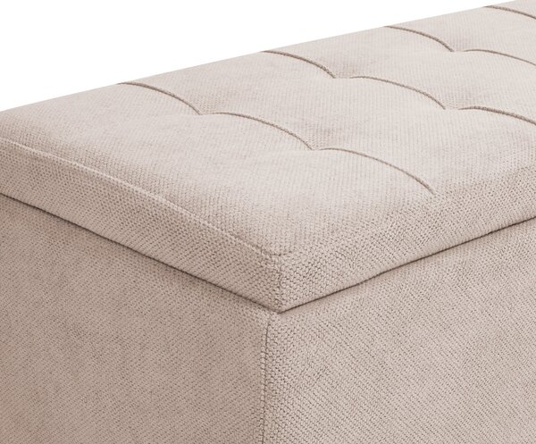 Taburet béžový 100 x 42 x 40 cm polyester čalúnená taburetka úložný priestor obývacia izba moderný štýl