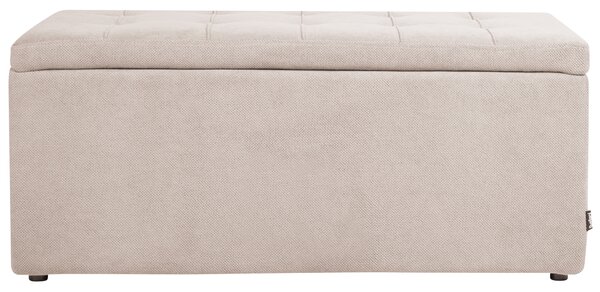 Taburet béžový 100 x 42 x 40 cm polyester čalúnená taburetka úložný priestor obývacia izba moderný štýl