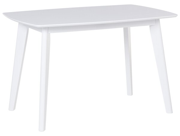 Jedálenský stôl biely drevené nohy 120 - 160 x 80 cm obdĺžnikový tvar rozkladací škandinávsky štýl kuchyňa jedáleň