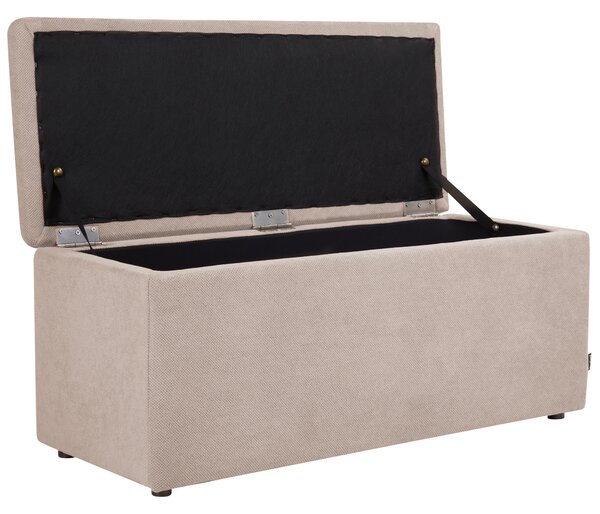Taburet béžový 100 x 42 x 40 cm polyester čalúnená taburetka úložný priestor obývacia izba moderný štýl