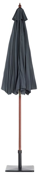 Záhradný slnečník tmavosivý priemer 270 cm tyč z brezového dreva skladací vonkajší moderný