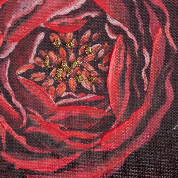 Dekorstudio Ručne maľovaný obraz na plátne s motívom ženy s ružami 100x100cm - červený