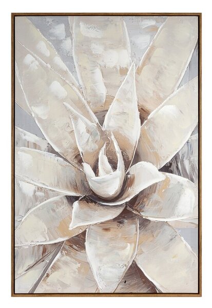 Dekorstudio Ručne maľovaný obraz na plátne s motívom bieleho kvetu 60x90cm - krémový