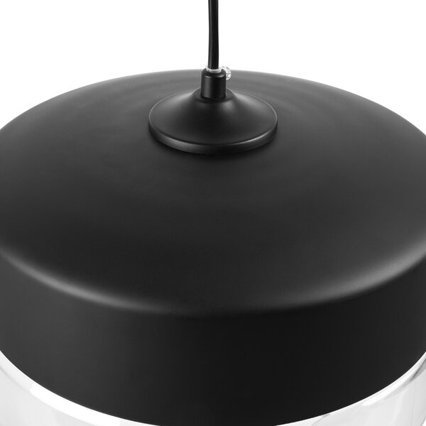 Závesná lampa čierna priehľadná sklenené tienidlo geometrický okrúhly tvar na strop moderný priemyselný štýl obývačka jedáleň