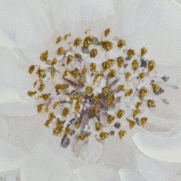 Dekorstudio Ručne maľovaný obraz na plátne s motívom kvetinového zátišia 60x60cm - krémový