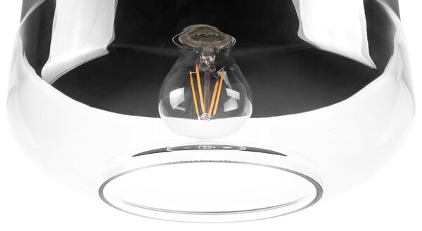 Závesná lampa čierna priehľadná sklenené tienidlo geometrický okrúhly tvar na strop moderný priemyselný štýl obývačka jedáleň