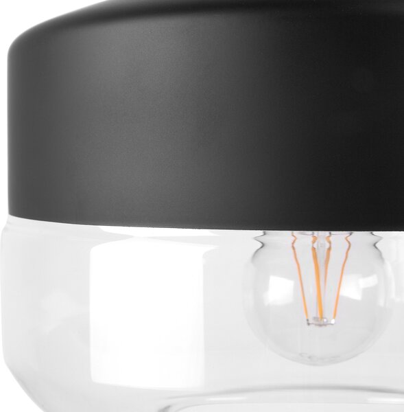 Závesná lampa čierna priehľadná sklenené tienidlo geometrický okrúhly tvar na strop moderný priemyselný štýl obývačka jedáleň