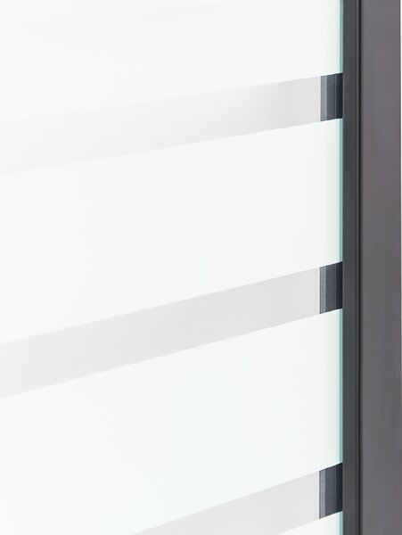 Sprchová zástena na vaňu s dvierkami čierna priehľadná matné tvrdené sklo hliník nehrdzavejúca oceľ 140 x 100 cm minimalistický dizajn