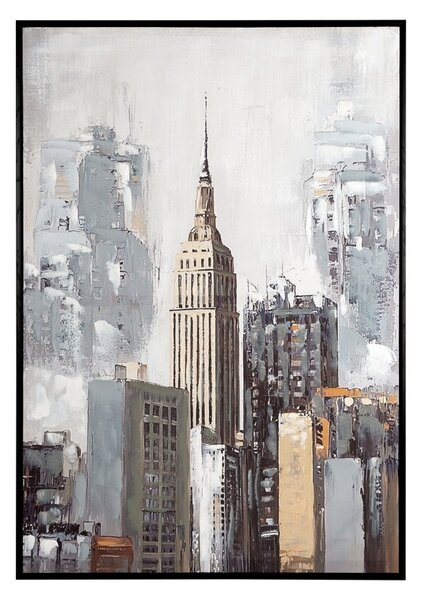 Dekorstudio Ručne maľovaný obraz na plátne s motívom mrakodrapov New Yorku 70x100cm - krémový