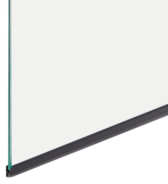Sprchová zástena na vaňu s dvierkami čierna priehľadná matné tvrdené sklo hliník nehrdzavejúca oceľ 140 x 100 cm minimalistický dizajn