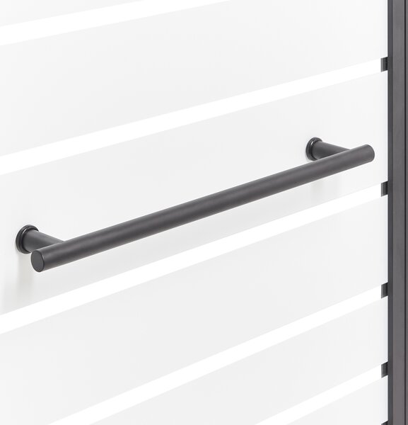 Sprchová zástena na vaňu s dvierkami čierna priehľadná matné tvrdené sklo hliník nehrdzavejúca oceľ 140 x 100 cm minimalistický dizajn