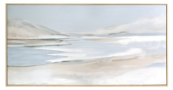 Dekorstudio Ručne maľovaný obraz na plátne s motívom morského horizontu 52x102cm - sivý