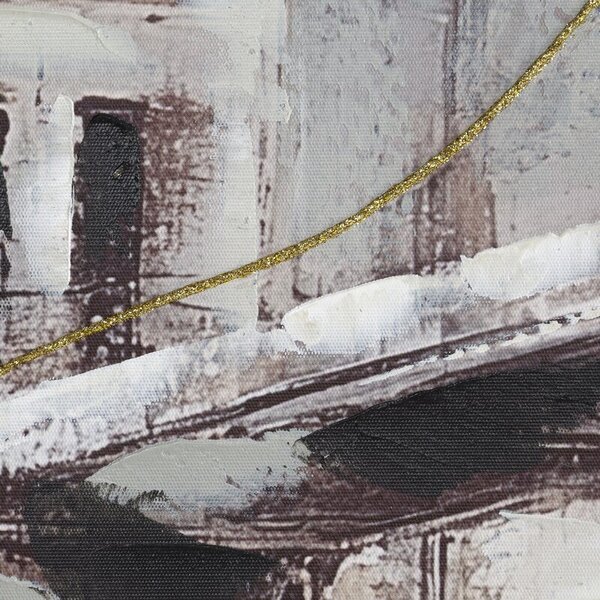 Dekorstudio Ručne maľovaný obraz na plátne s motívom Brooklynského mosta 80x80cm - krémový