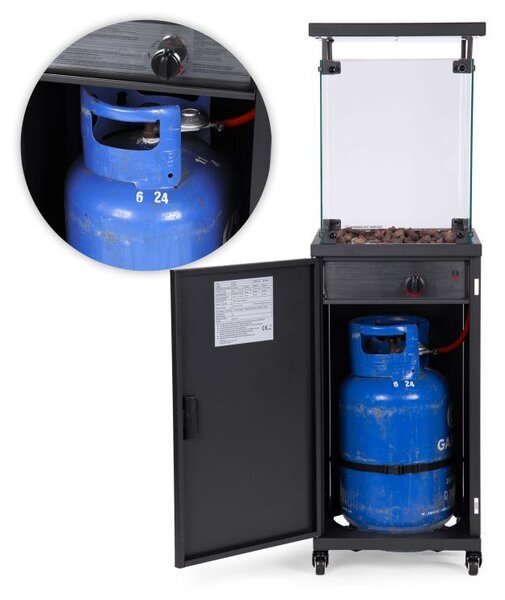 Plynový ohrievač, sálavý ohrievač, 13 kW sklenený ohrievač do záhrady, na terasu, reduktor, sopečné kamene