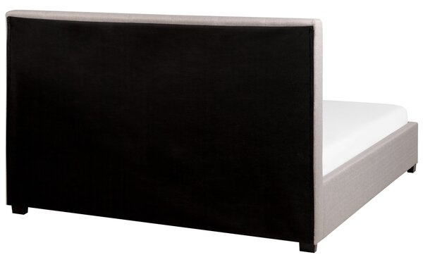 Posteľ s úložným priestorom svetlosivá látkové čalúnenie 160 x 200 cm vysoké prešívané čelo moderný štýl spálňa